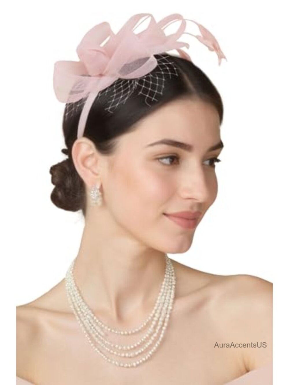 Tulle Feather Fascinator Headband Mesh Ribbon Tea Party Derby Hat